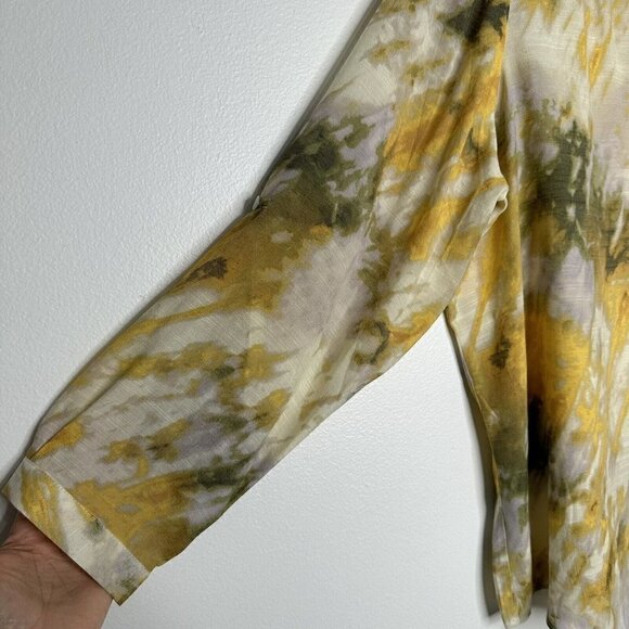 Zac & Rachel Blouse Long Sleeve Yellow Tie Dye Sz 1X - Picture 5 of 12